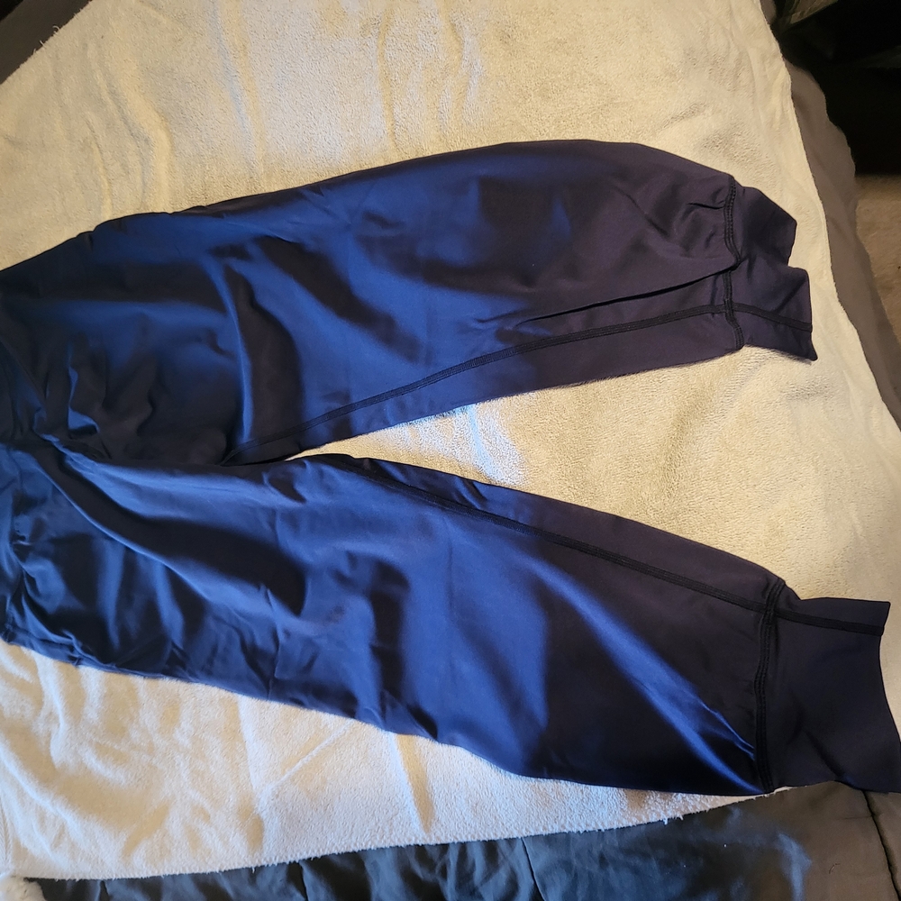 Blue Leggings with Elastic Waistband and Tapered Fit